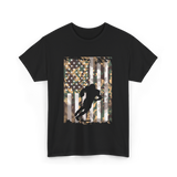 Camo US Flag Football Player T-Shirt - Black