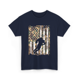 Camo US Flag Football Player T-Shirt - Navy