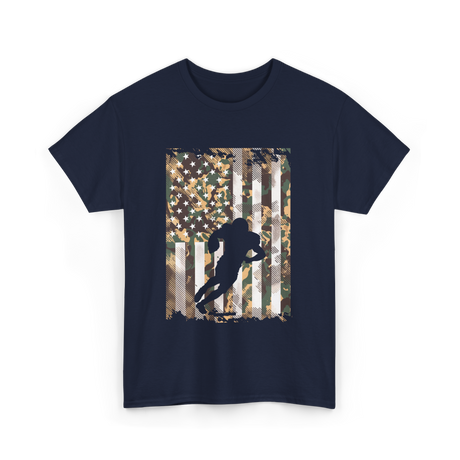 Camo US Flag Football Player T-Shirt - Navy