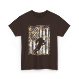 Camo US Flag Football Player T-Shirt - Dark Chocolate