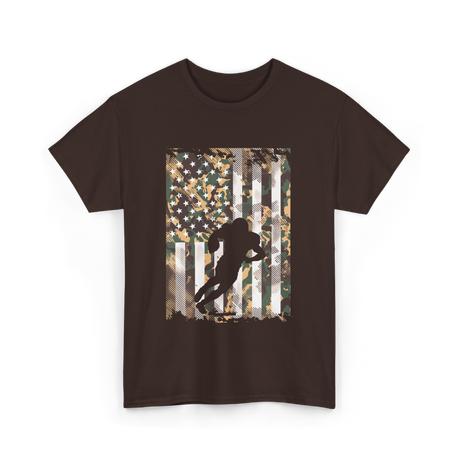 Camo US Flag Football Player T-Shirt - Dark Chocolate