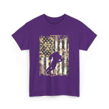 Camo US Flag Football Player T-Shirt - Purple