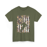 Camo US Flag Football Player T-Shirt - Military Green