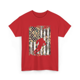 Camo US Flag Football Player T-Shirt - Red