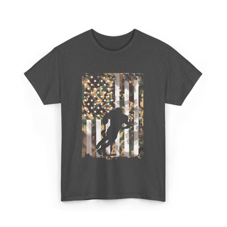 Camo US Flag Football Player T-Shirt - Dark Heather