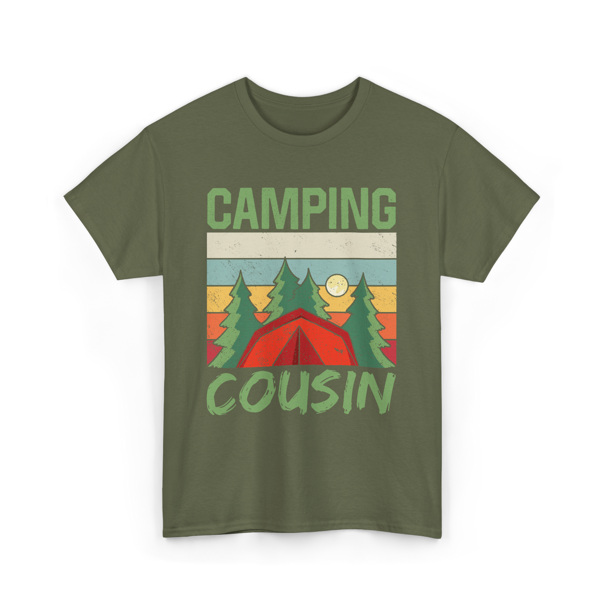 Camping Cousin Camping Outdoors T-Shirt - Military Green