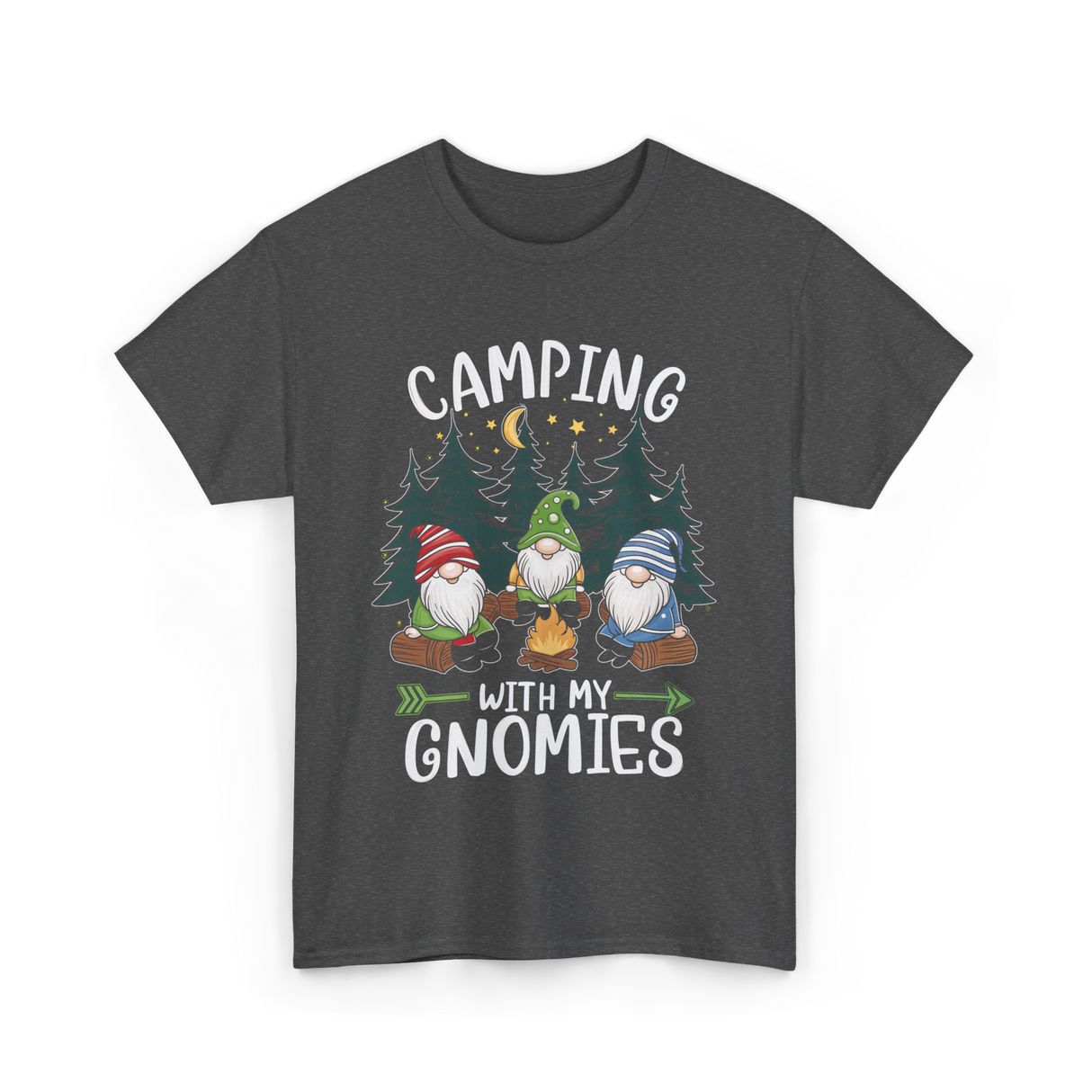 Camping With My Gnomies Gnomes T-Shirt - Dark Heather