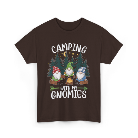 Camping With My Gnomies Gnomes T-Shirt - Dark Chocolate