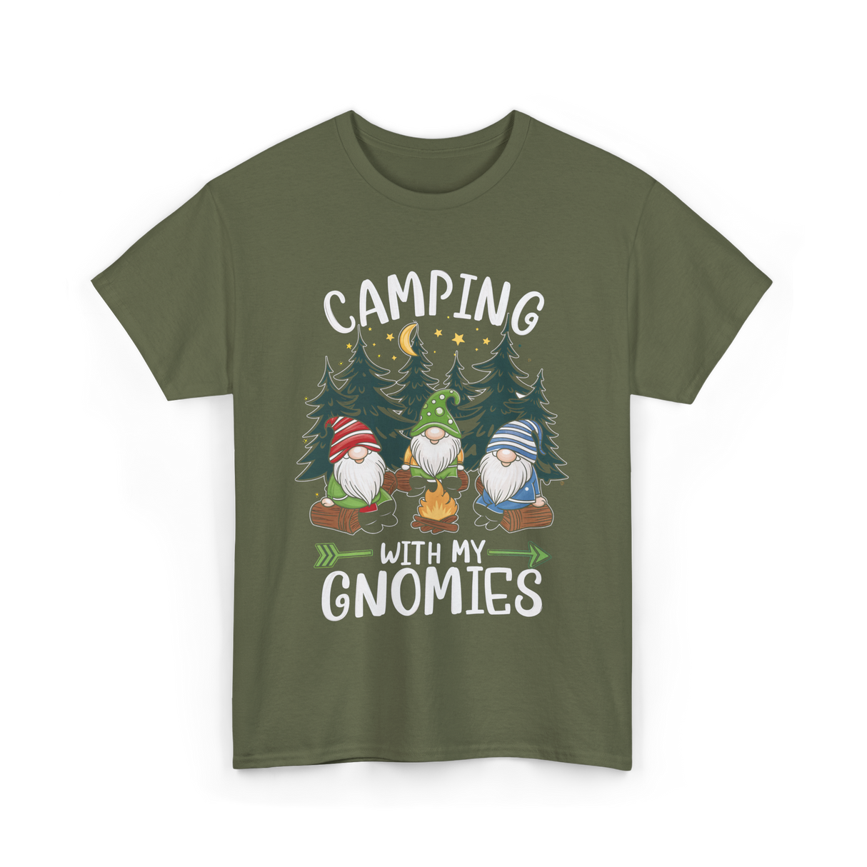 Camping With My Gnomies Gnomes T-Shirt - Military Green