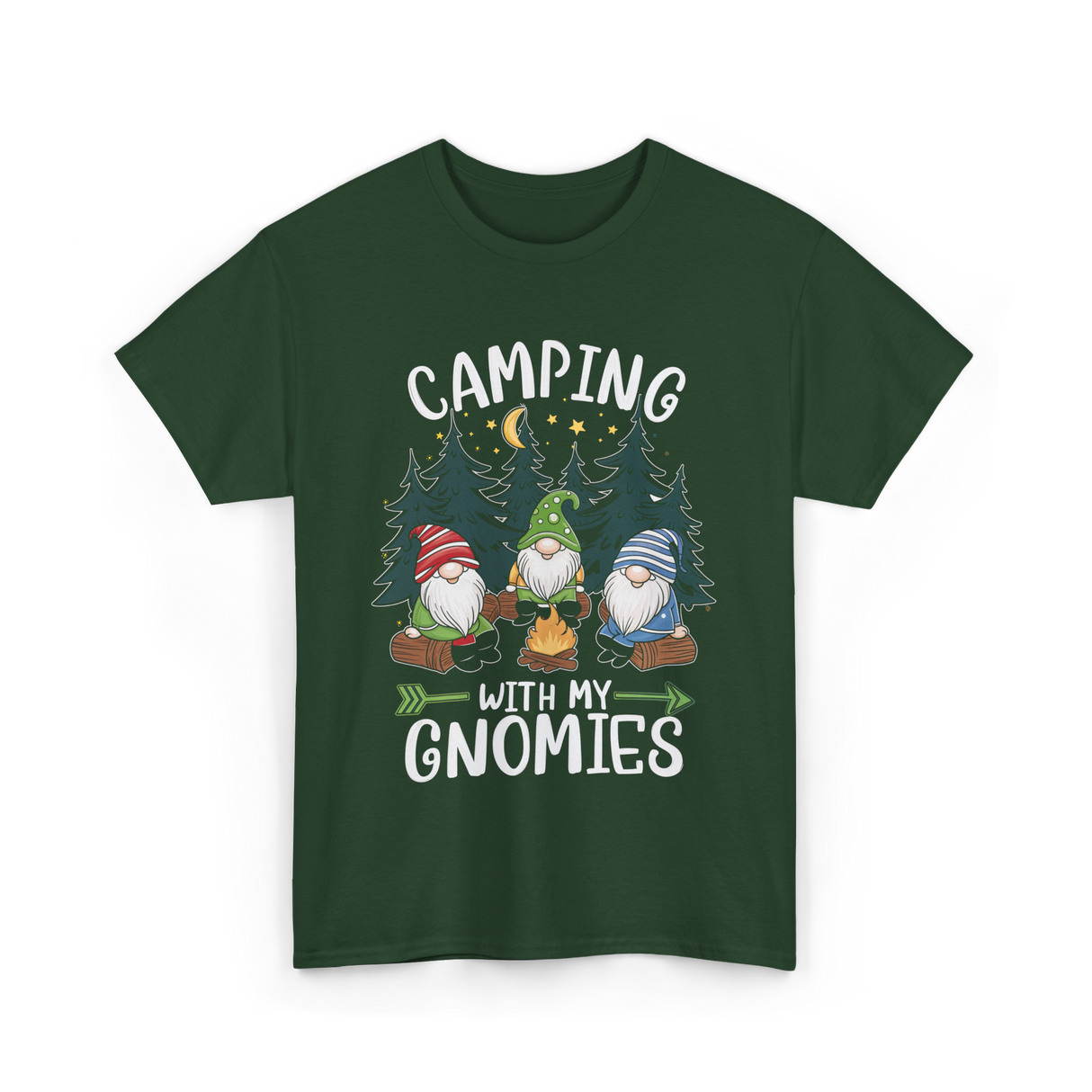 Camping With My Gnomies Gnomes T-Shirt - Forest Green