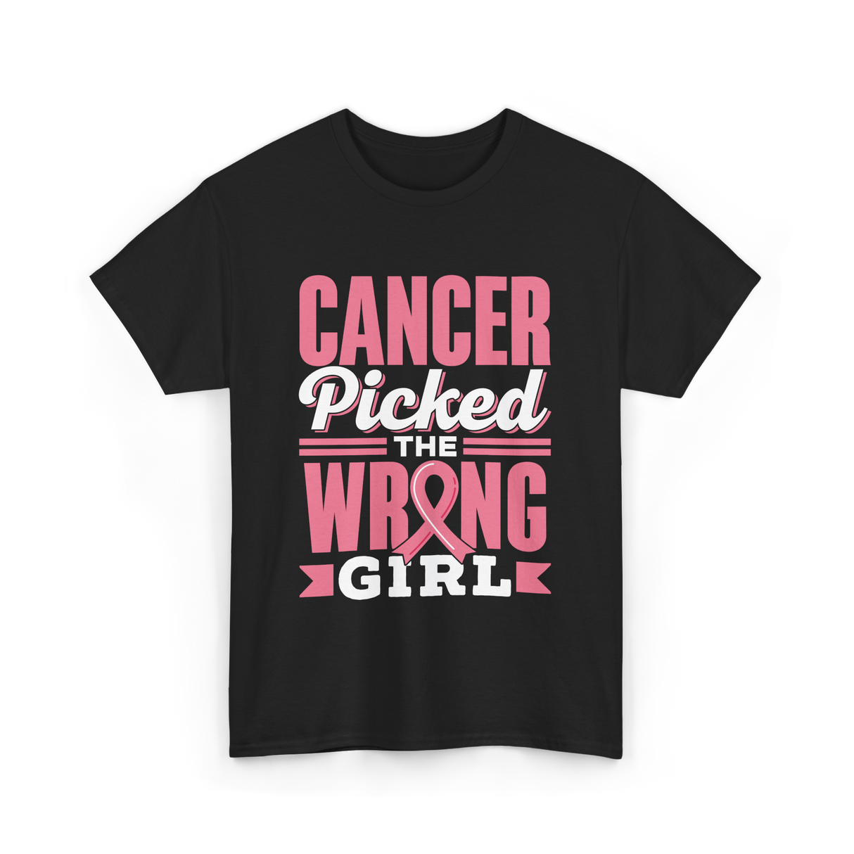 Cancer Picked The Wrong Girl Fight T-Shirt - Black