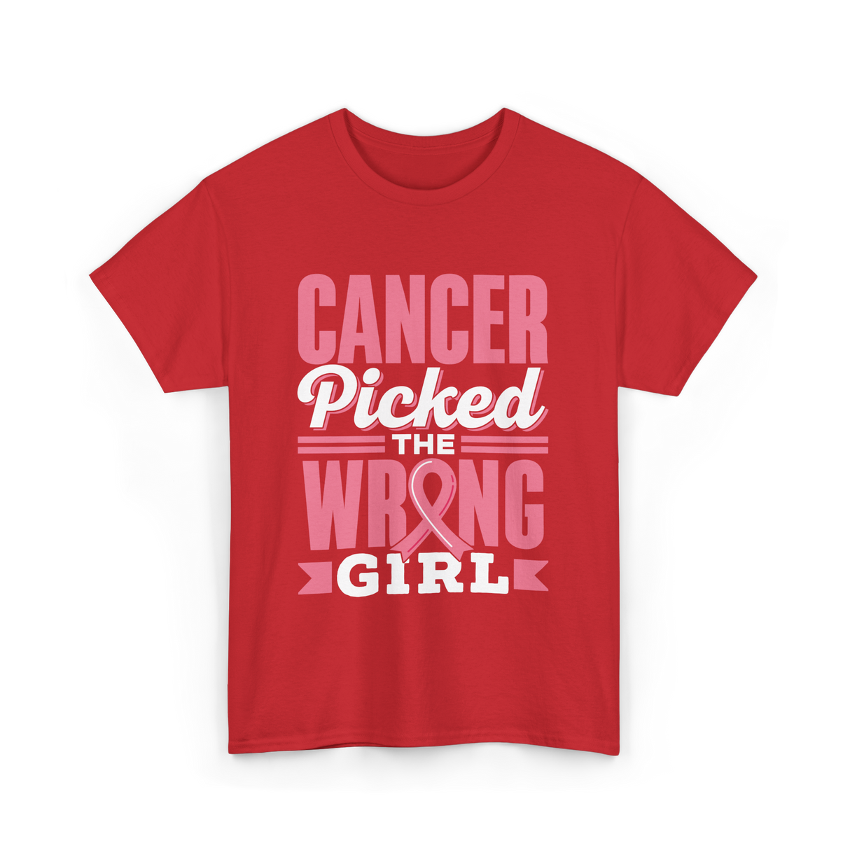 Cancer Picked The Wrong Girl Fight T-Shirt - Red