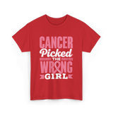 Cancer Picked The Wrong Girl Fight T-Shirt - Red