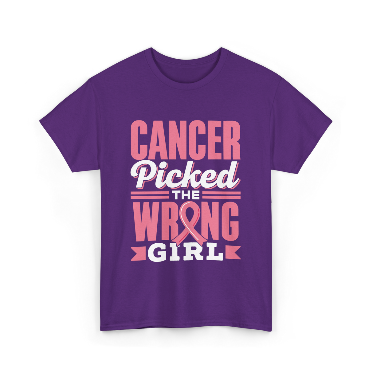 Cancer Picked The Wrong Girl Fight T-Shirt - Purple