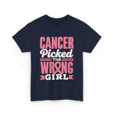 Cancer Picked The Wrong Girl Fight T-Shirt - Navy