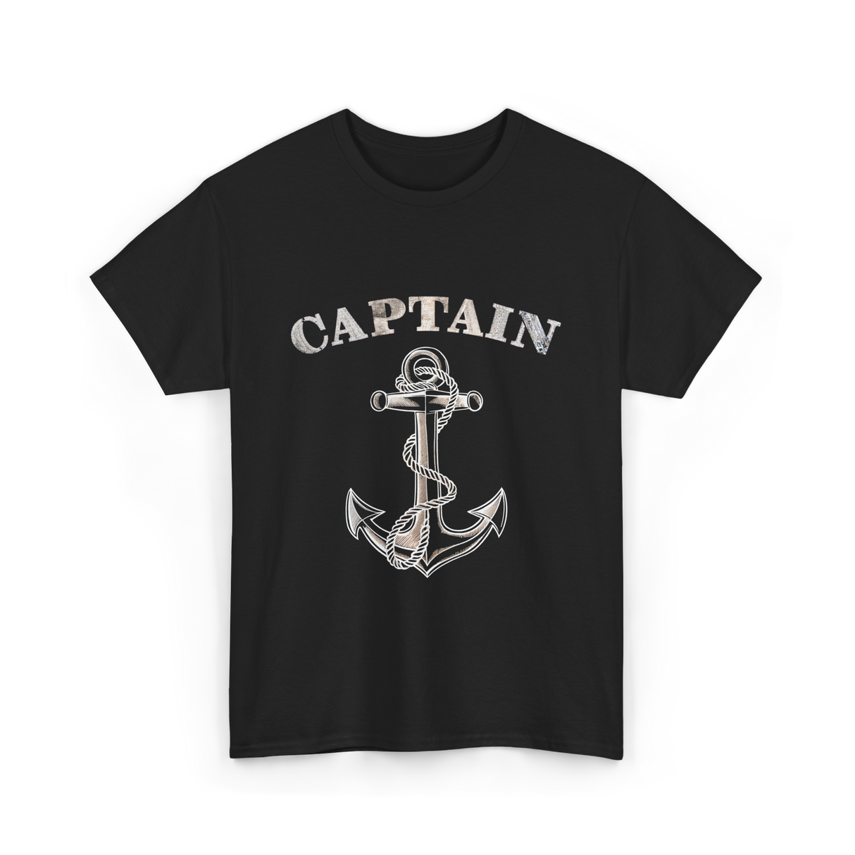 Captain Anchor Nautical Sailing T-Shirt - Black