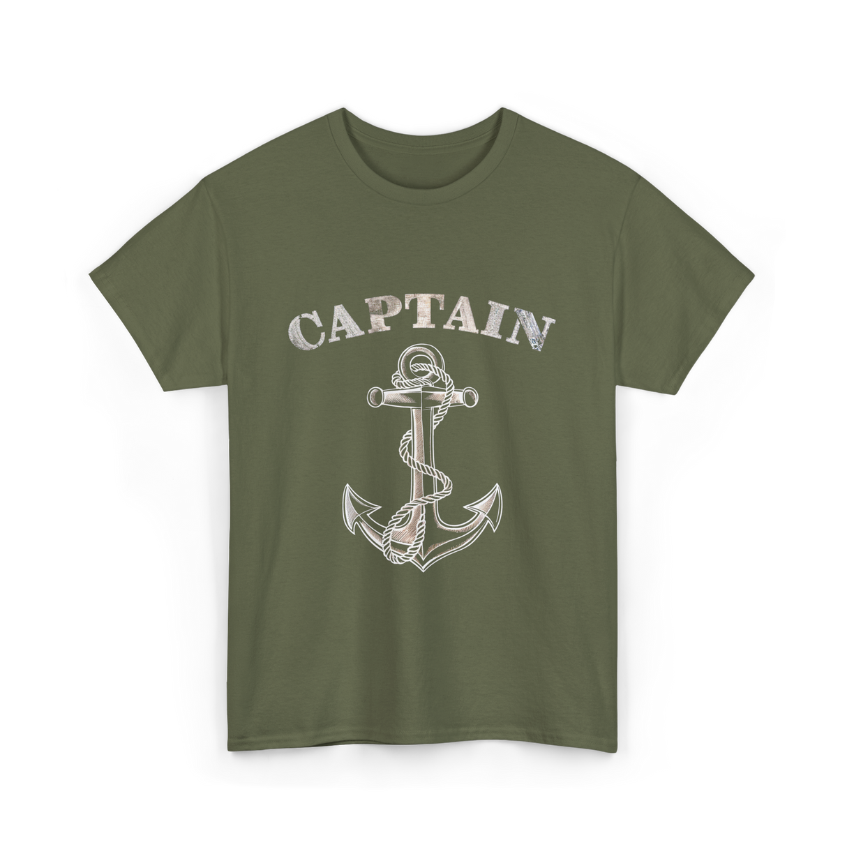 Captain Anchor Nautical Sailing T-Shirt - Military Green