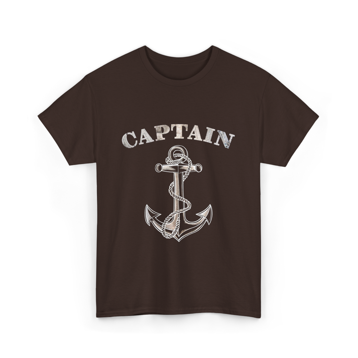 Captain Anchor Nautical Sailing T-Shirt - Dark Chocolate