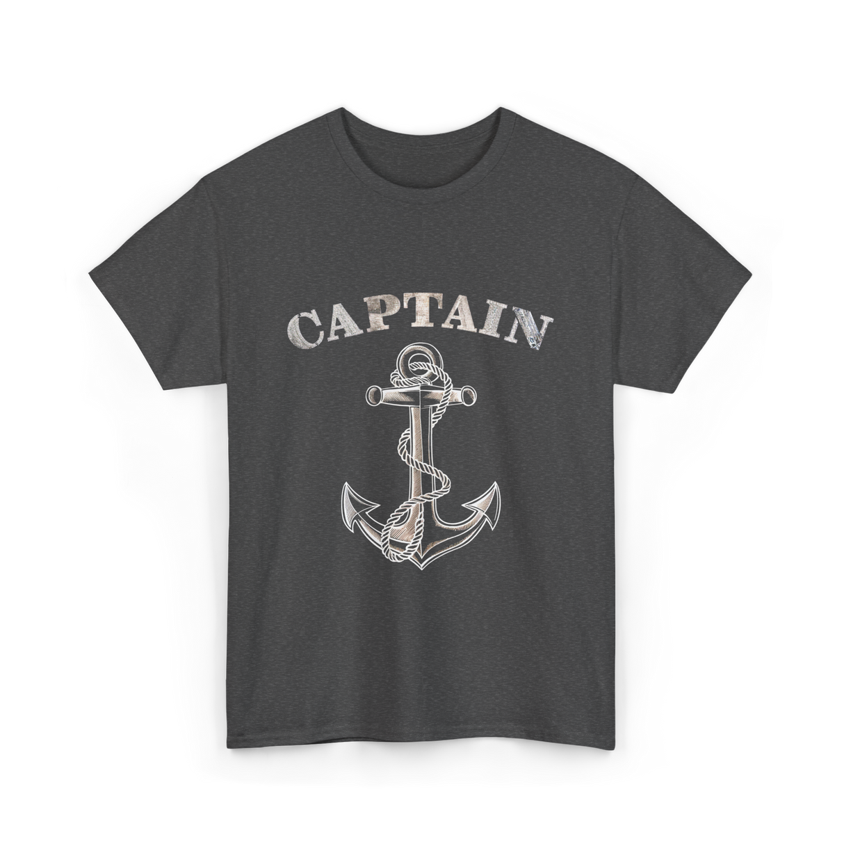 Captain Anchor Nautical Sailing T-Shirt - Dark Heather