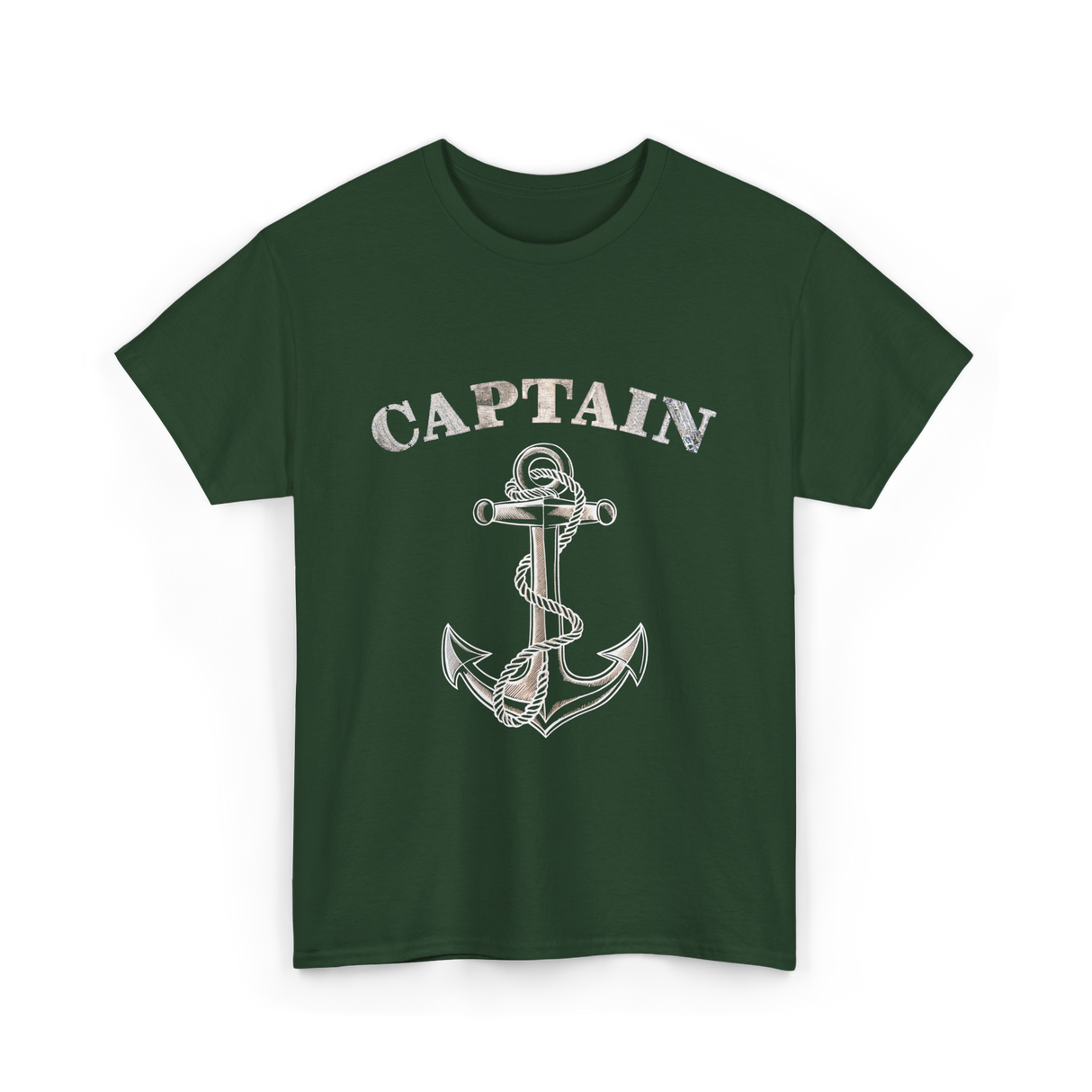 Captain Anchor Nautical Sailing T-Shirt - Forest Green