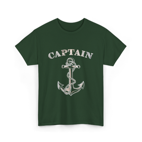 Captain Anchor Nautical Sailing T-Shirt - Forest Green