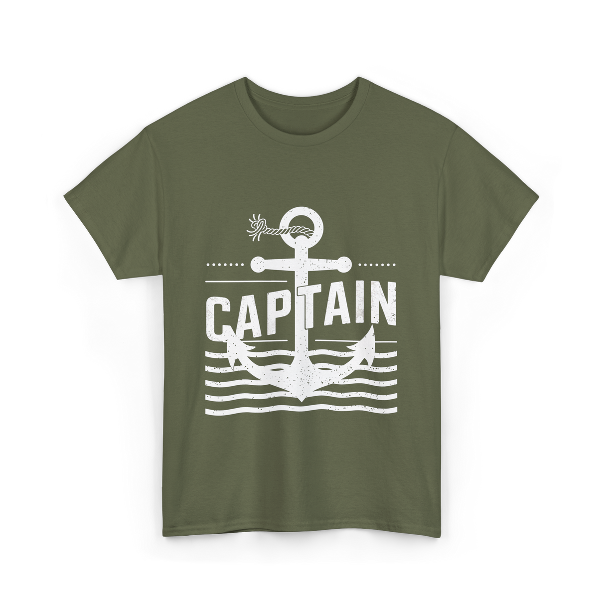 Captain Anchor Nautical Sea T-Shirt - Military Green