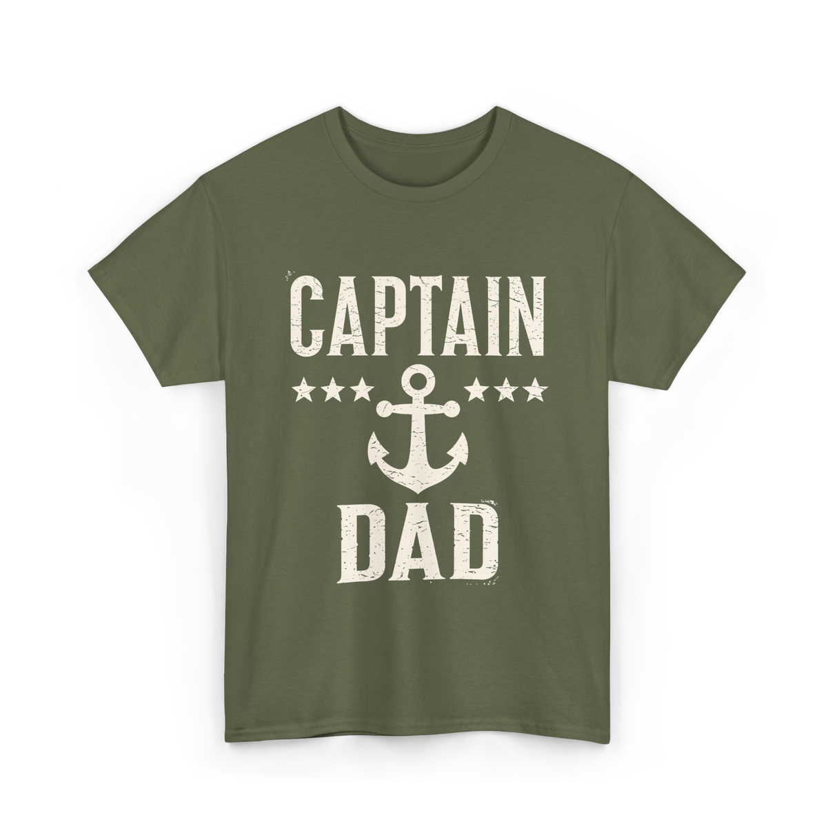 Captain Dad Anchor Boating T-Shirt - Military Green