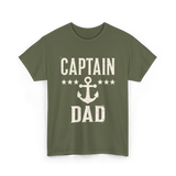 Captain Dad Anchor Boating T-Shirt - Military Green