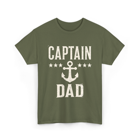 Captain Dad Anchor Boating T-Shirt - Military Green