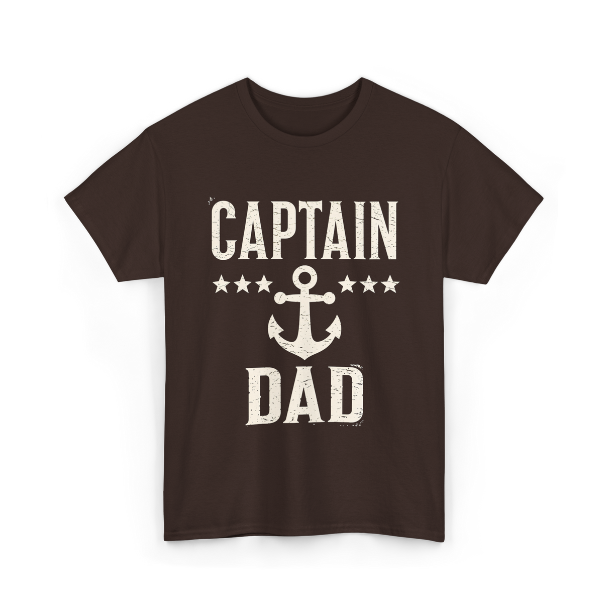 Captain Dad Anchor Boating T-Shirt - Dark Chocolate