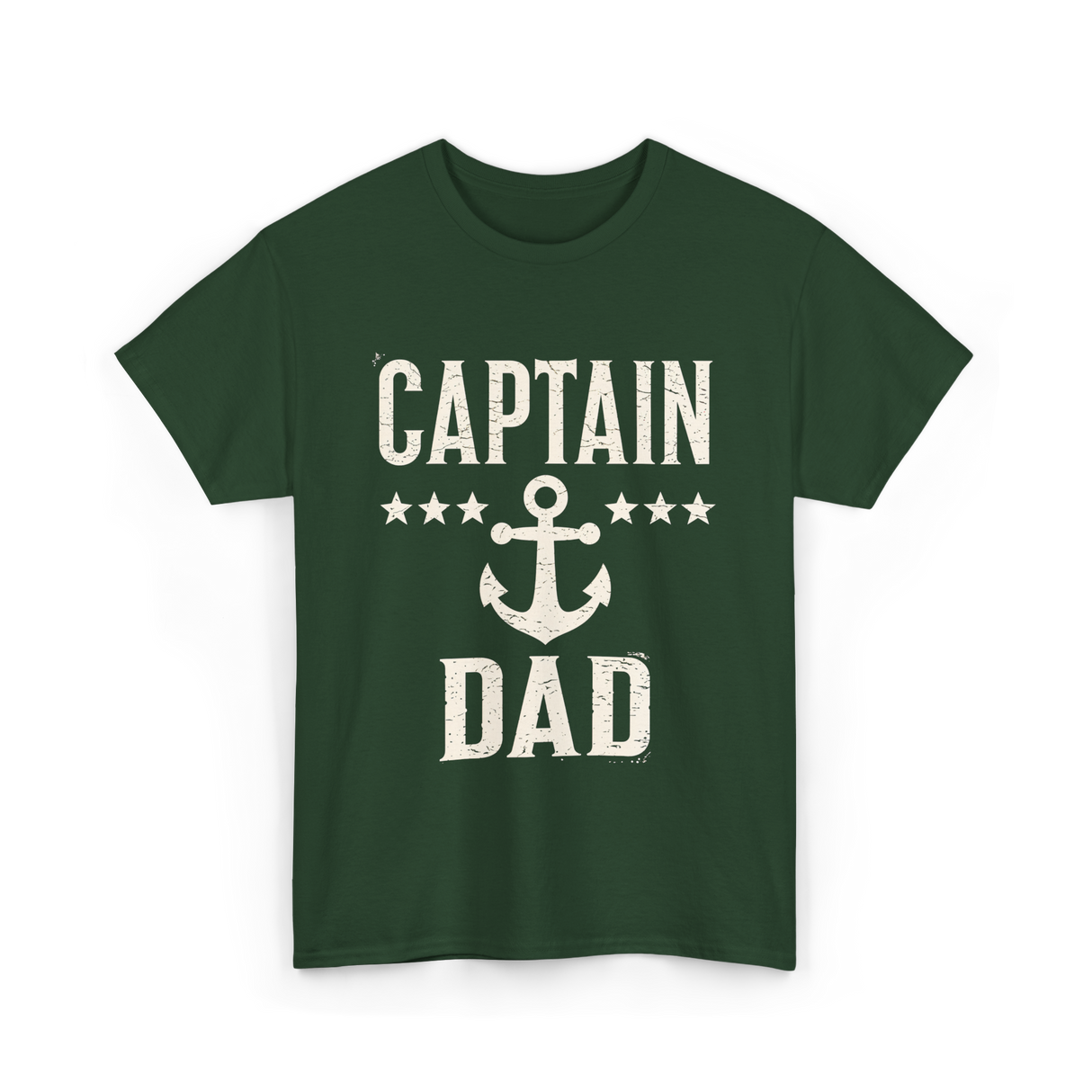 Captain Dad Anchor Boating T-Shirt - Forest Green