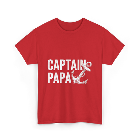 Captain Papa Anchor Boating T-Shirt - Red