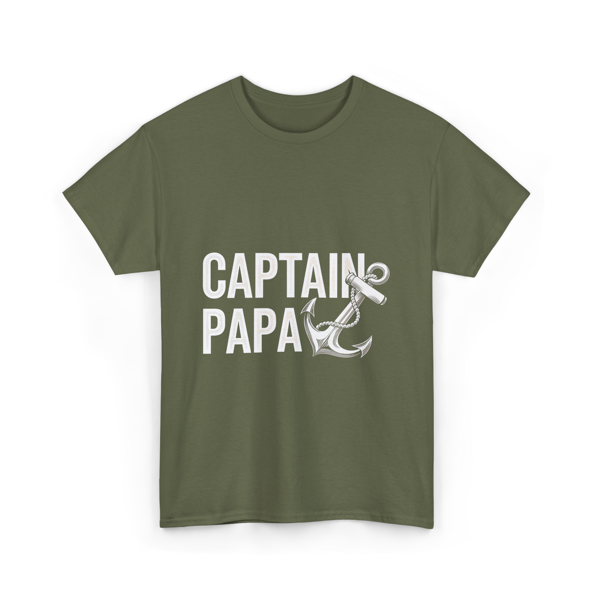 Captain Papa Anchor Boating T-Shirt - Military Green