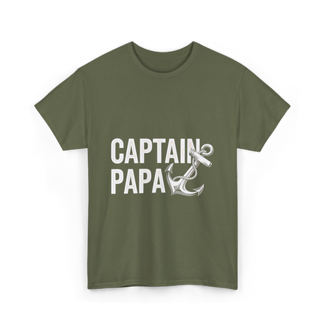 Captain Papa Anchor Boating T-Shirt - Military Green