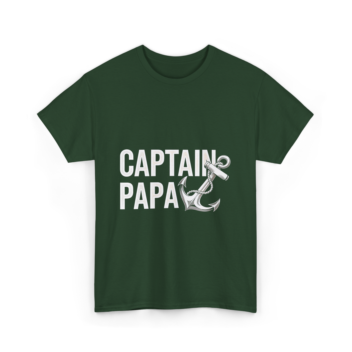 Captain Papa Anchor Boating T-Shirt - Forest Green