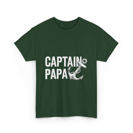 Captain Papa Anchor Boating T-Shirt - Forest Green