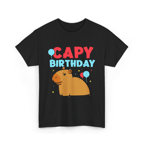 Capy Birthday Capybara Animal T-Shirt - Black