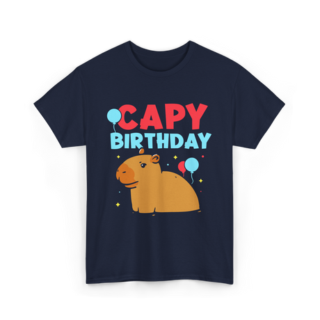 Capy Birthday Capybara Animal T-Shirt - Navy