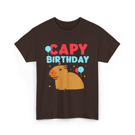 Capy Birthday Capybara Animal T-Shirt - Dark Chocolate