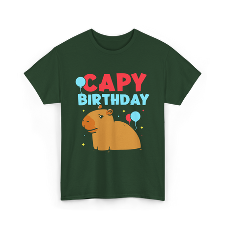 Capy Birthday Capybara Animal T-Shirt - Forest Green