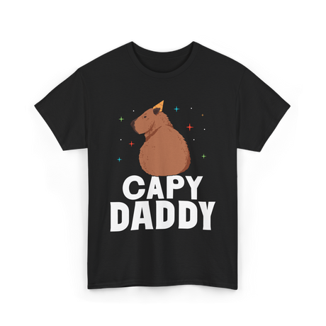 Capy Daddy Capybara Animal Dad T-Shirt - Black