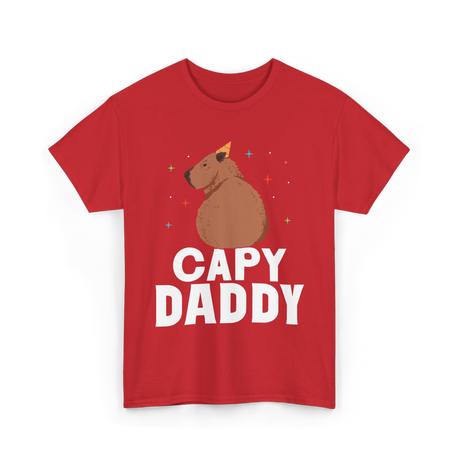 Capy Daddy Capybara Animal Dad T-Shirt - Red