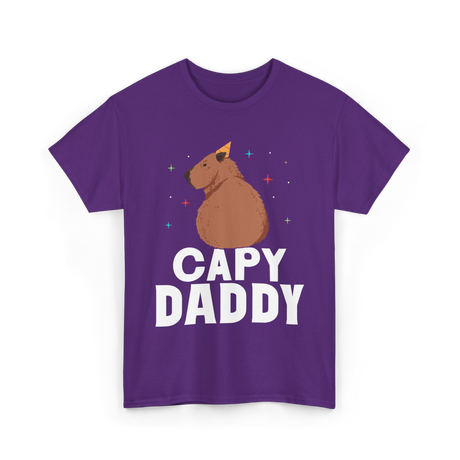 Capy Daddy Capybara Animal Dad T-Shirt - Purple