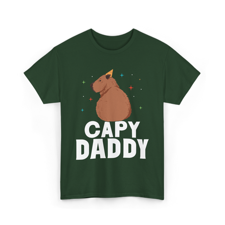 Capy Daddy Capybara Animal Dad T-Shirt - Forest Green