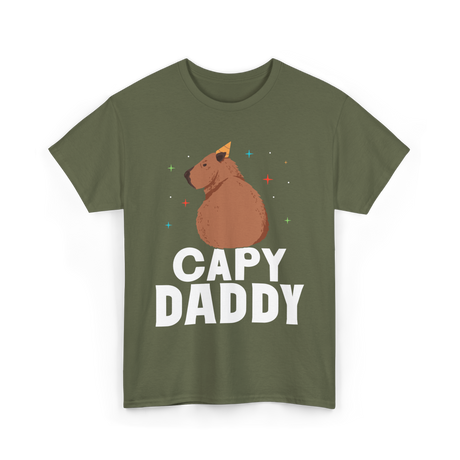 Capy Daddy Capybara Animal Dad T-Shirt - Military Green