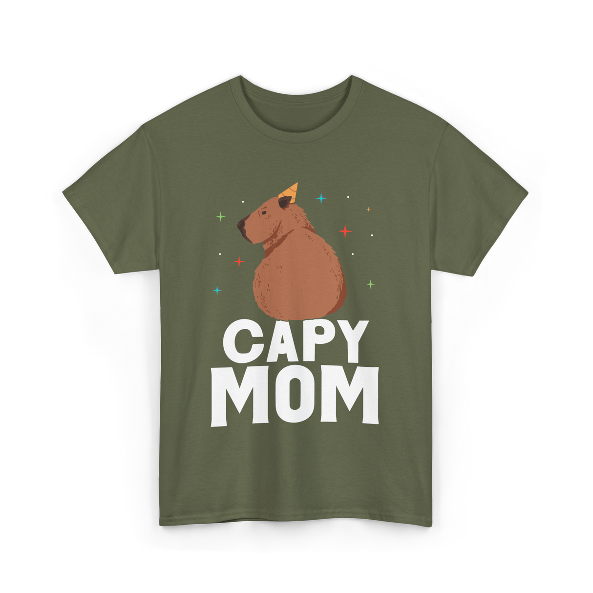 Capy Mom Capybara Animal Mother T-Shirt - Military Green