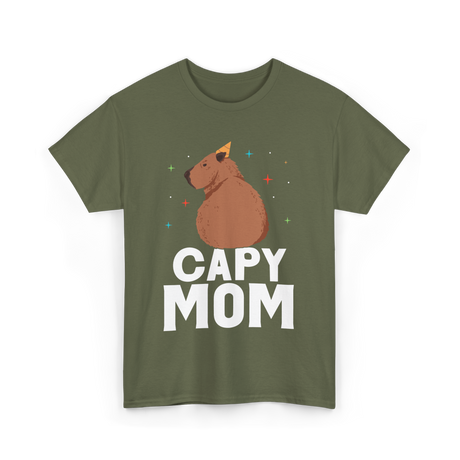 Capy Mom Capybara Animal Mother T-Shirt - Military Green