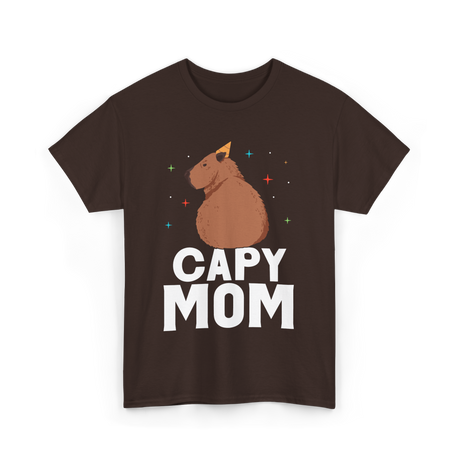 Capy Mom Capybara Animal Mother T-Shirt - Dark Chocolate