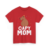 Capy Mom Capybara Animal Mother T-Shirt - Red