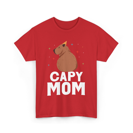 Capy Mom Capybara Animal Mother T-Shirt - Red